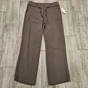 Sandro Pants Women Size 12 Straight Leg Lightweight Washable Trouser Heath Cliff